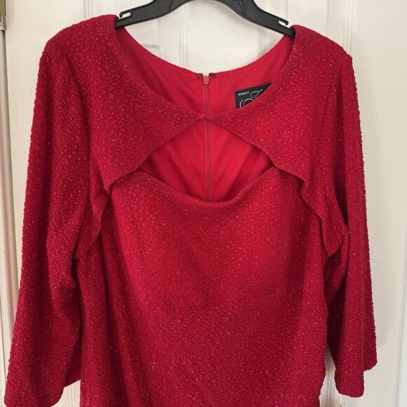 Alex Evenings Keyhole Glitter Jacquard Knit Dress, Plus Size 18, RED, NWT - Picture 10 of 11